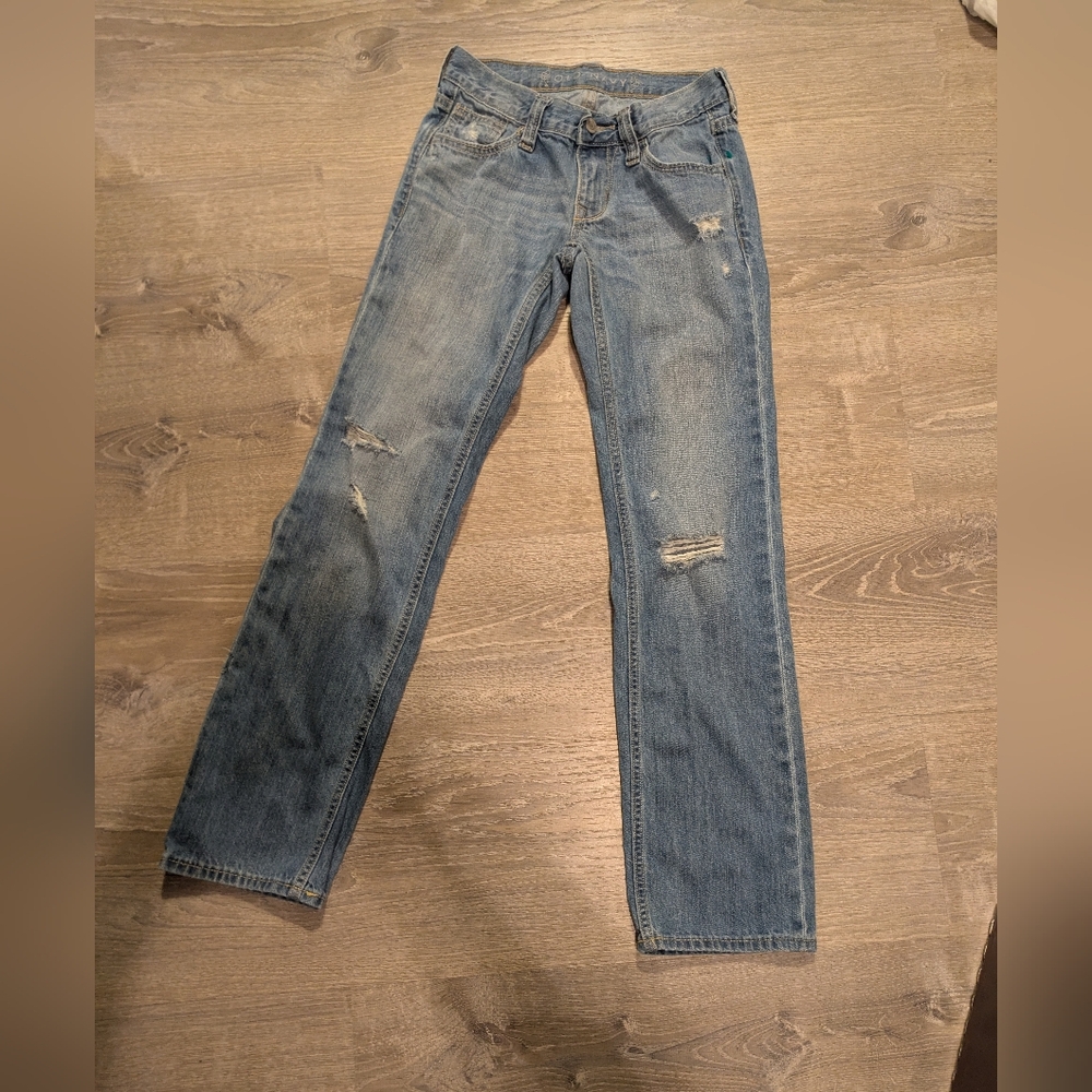 Old Navy Blue Straight-Leg Distressed Jeans